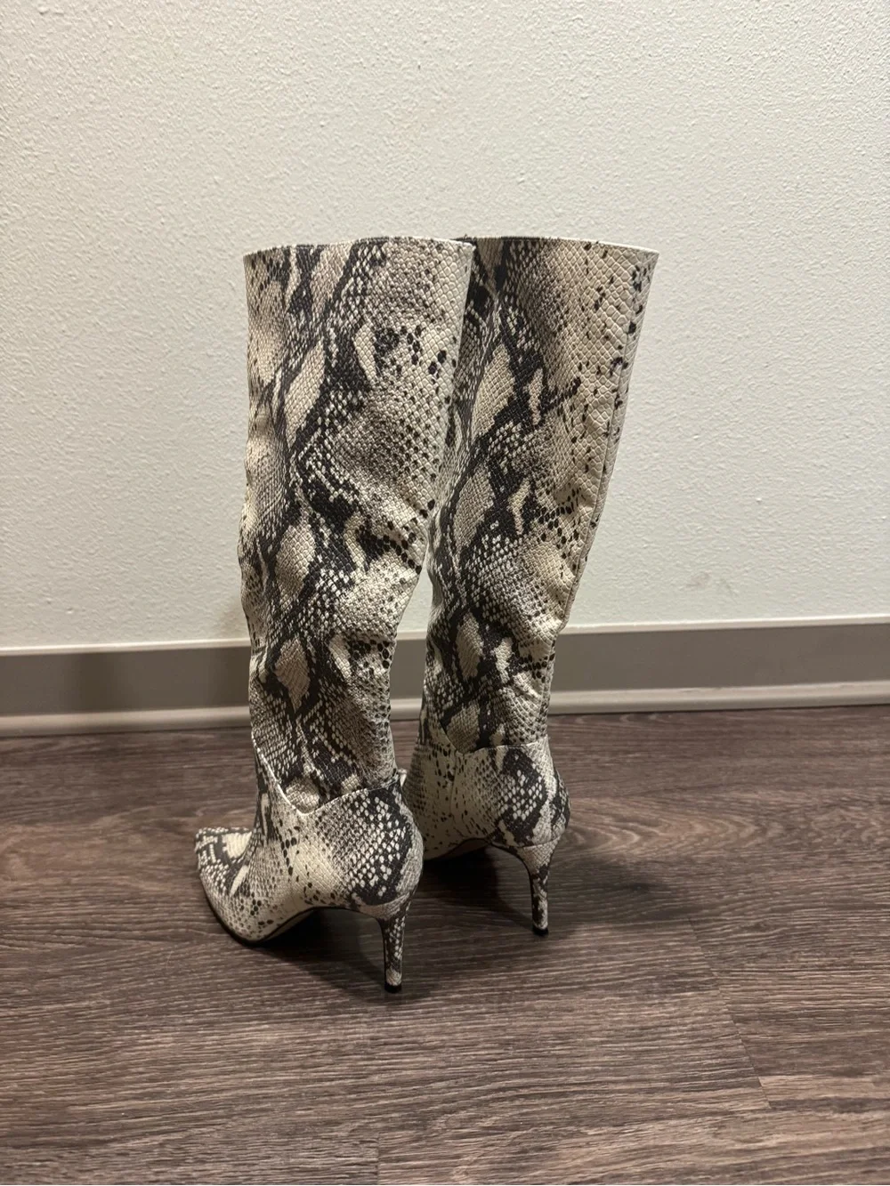 Steve Madden Snake-Print Over-the-Knee Boots - Black & Cream